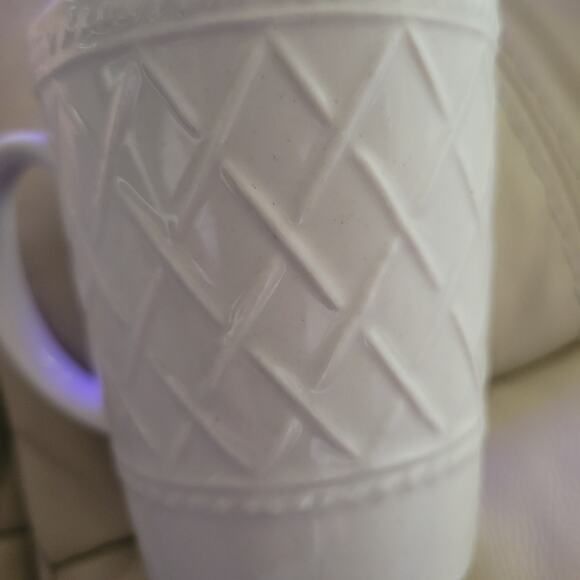 Totally Today Small Coffee Cups White Embossed Criss Cross Design Set of 5 - Picture 2 of 8